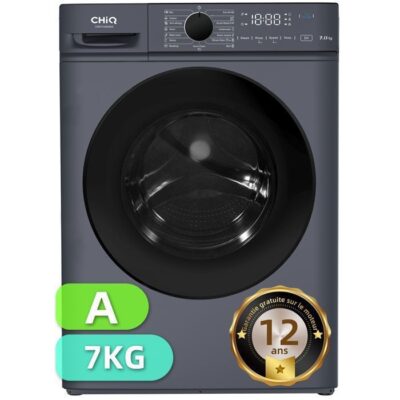 Lave-linge hublot - CHiQ - CW07123863AX - 7kg - Classe A - 1200 RPM - Lavage vapeur
