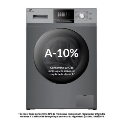 Lave-linge hublot - CONTINENTAL EDISON - CELL8140IS1 - 8kg - Moteur induction - 60 cm - 1400 trs/min - Silver