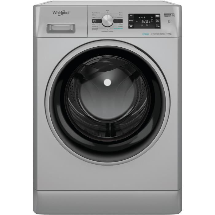 Lave-linge hublot WHIRLPOOL FFBP10489SBSVFR - 10 kg - Induction - L60cm - 1400 trs/min - Silver