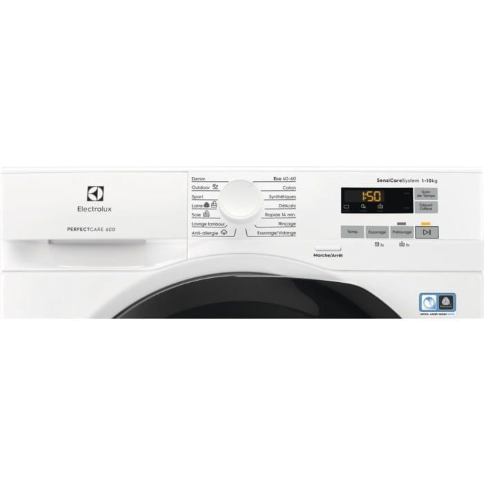 Lave-linge hublot Electrolux - 10 kg - Vapeur - Induction - 1400 trsmin - Classe A - Blanc - EW6F1437AS – Image 2