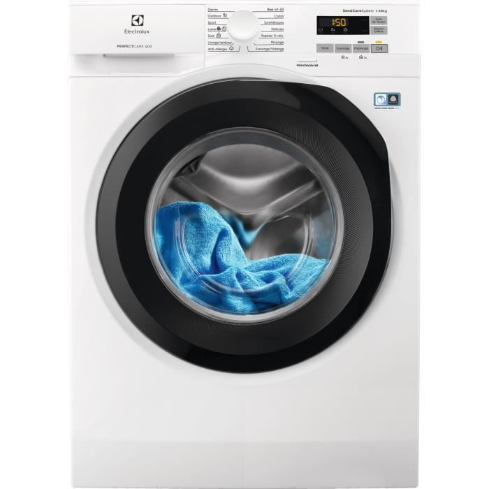 Lave-linge hublot Electrolux - 10 kg - Vapeur - Induction - 1400 trsmin - Classe A - Blanc - EW6F1437AS