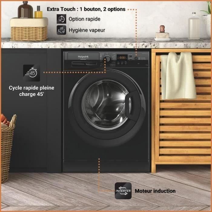Lave-linge hublot HOTPOINT NS11469FBKFR - 11 kg - Induction - L60cm - 1400 trs/min - Classe A - Noir – Image 5