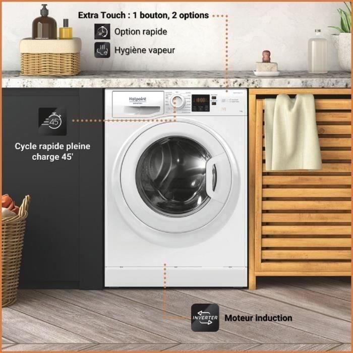 Lave-linge hublot HOTPOINT NS11469FWKFR - 11 kg - Induction - L60cm - 1400 trs/min - Classe A - Blanc – Image 5