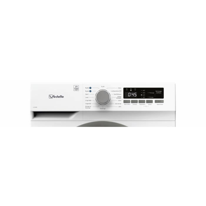 Lave-linge hublot VEDETTE LLV395W - 9 kg - Induction - L60cm - 1400 trs/min - Classe A - Blanc – Image 2