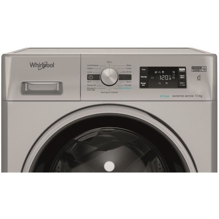 Lave-linge hublot WHIRLPOOL FFBP10489SBSVFR - 10 kg - Induction - L60cm - 1400 trs/min - Silver – Image 2