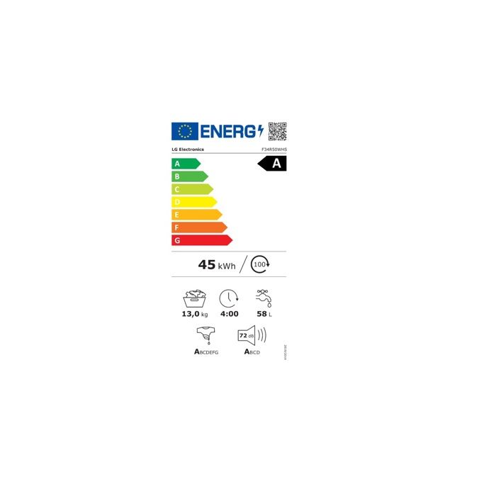 Lave-linge frontal - LG - F34R50WHS - Capacit 13 kg - Essorage 1400 trsmin - Classe A – Image 2