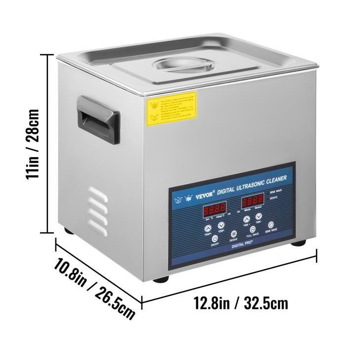 Nettoyeur Ultrasonique Professionnel 10L - VEVOR - Double Fréquence 28-40KHZ – Image 2