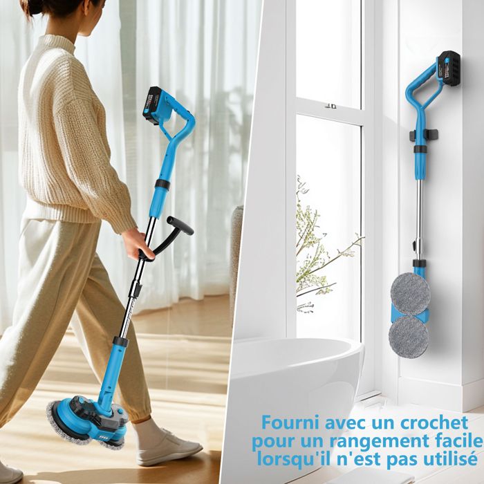 Balai Électrique 2 en 1 - TANBABY - Réservoir 300ML - LED - 2 Vitesses - 4 Têtes de Brosse – Image 6