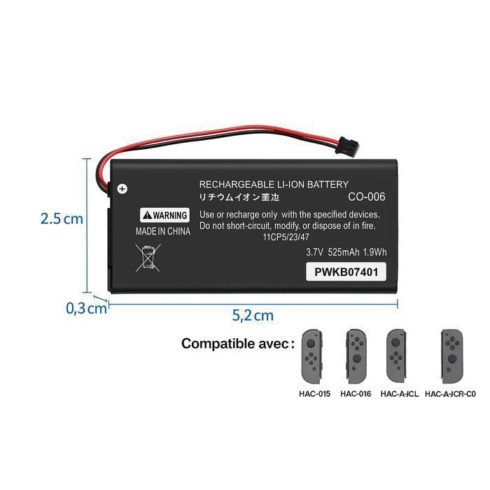 2 Batteries de Remplacement HAC-006 525mAh pour Manettes Joy-Con Nintendo Switch – Compatible HAC-015, HAC-016 – Straße Game® – Image 2