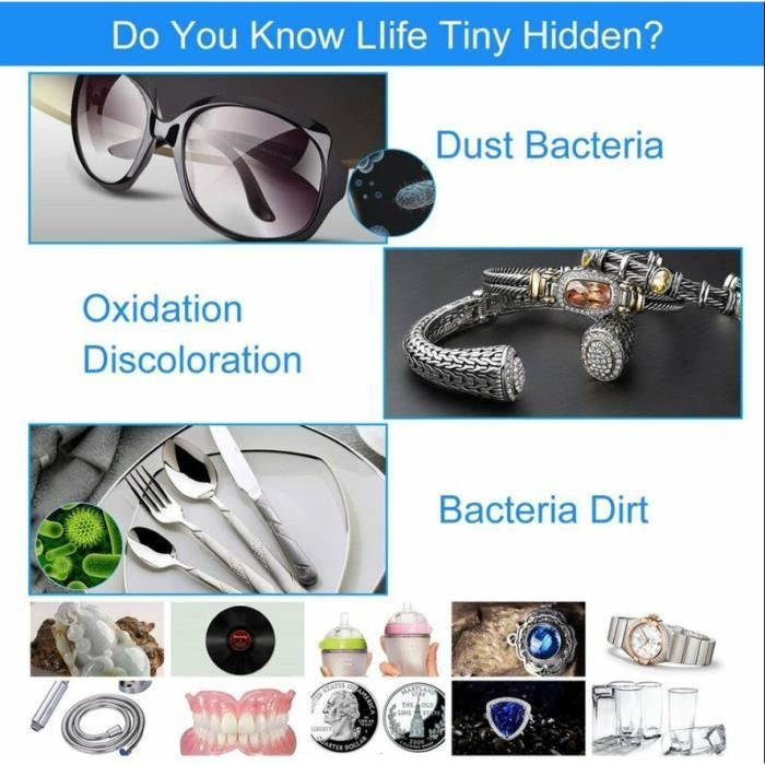 3-en-1 Appareil Nettoyeur à ultra-sons pour bijoux/montre/lunette, lentilles de contact ultrasons machine de nettoyage(bleu) – Image 3