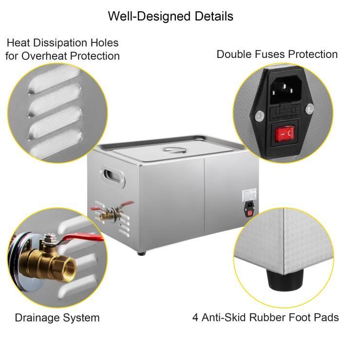 Nettoyeur à Ultrasons 30 L - VEVOR - Machine à Ultrason avec Minuterie Chauffage 80℃ – Image 4