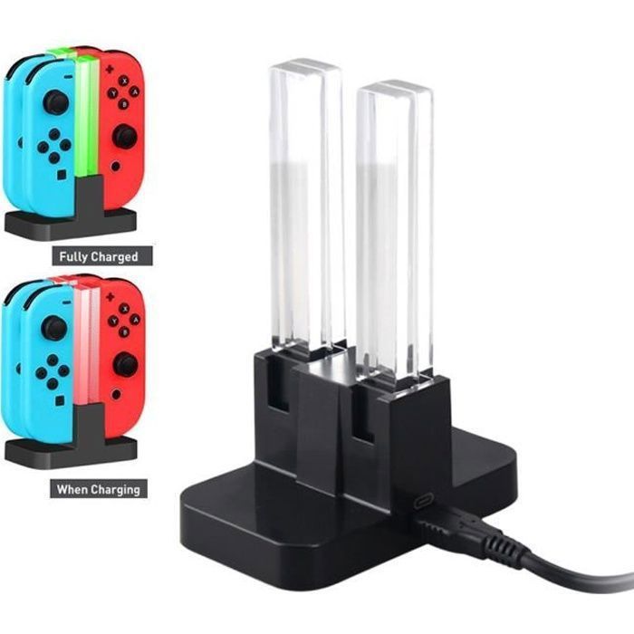 4 en 1 Chargeur compatible avec Manettes Joy-Con Nintendo Switch, Station de Charge avec Indicateur LED compatibel avec Nintendo ...