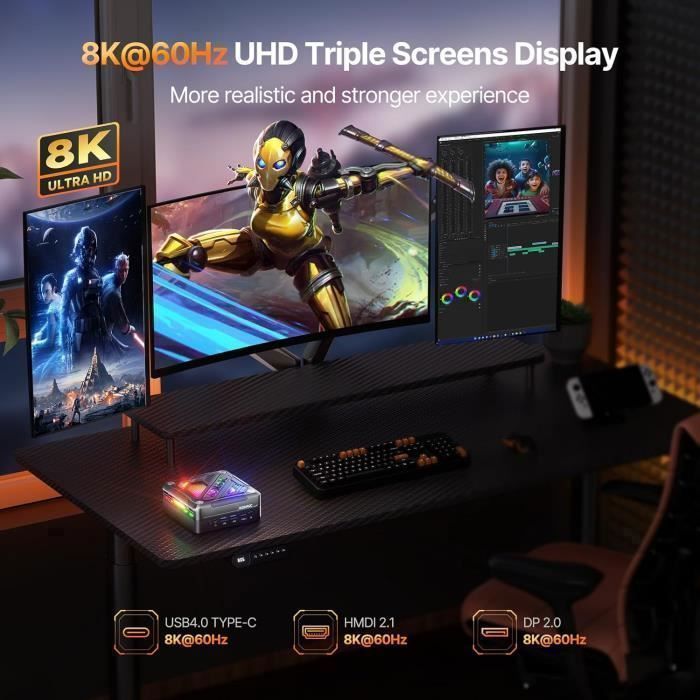 ACEMAGIC Mini PC Gamer, AMD Ryzen 7 8845HS, Mini PC 32Go DDR5,512Go (PCIe4.0)NVME SSD – Image 4