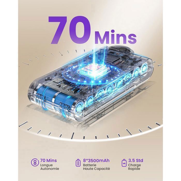 Aspirateur Balai sans Fil - MAUOKE - V15S - 650W/70Min/65000pa Puissant, OLED Écran, Brosse Anti-emmêlement, 1.8L/Filtration HEPA – Image 3