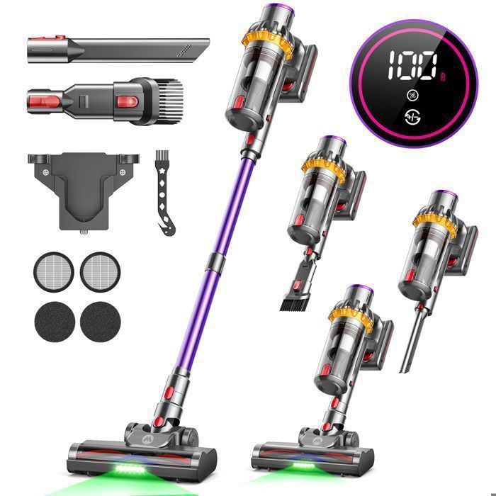 Aspirateur Balai sans Fil - MAUOKE - V15S - 650W/70Min/65000pa Puissant, OLED Écran, Brosse Anti-emmêlement, 1.8L/Filtration HEPA