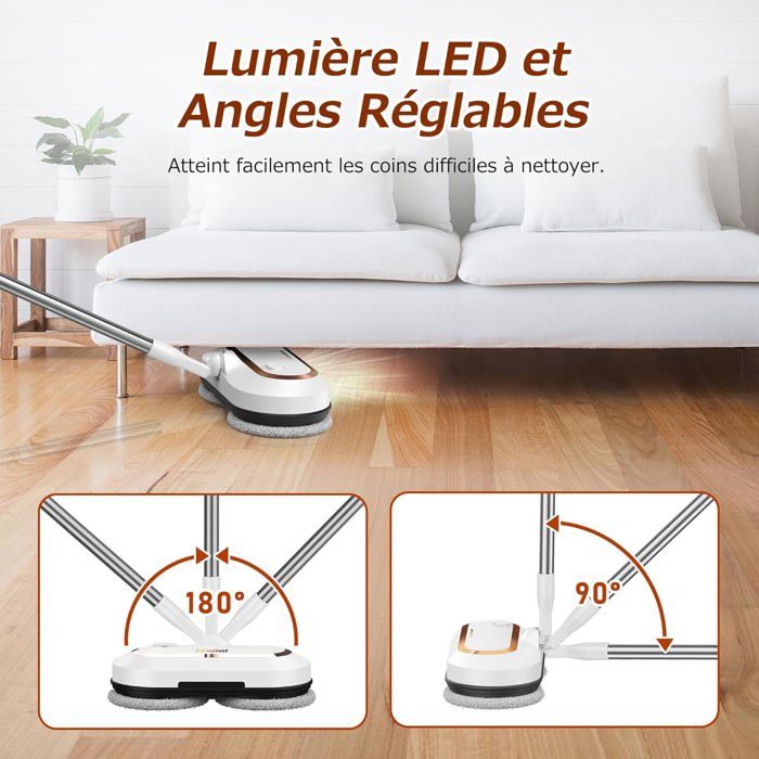 AlfaBot S2 Balai Électrique Sans Fil Grand Réservoir 400mL Autonomie 60 Min Nettoyeur de Sol avec LED et Pulvérisateur Pour 149 – Image 4