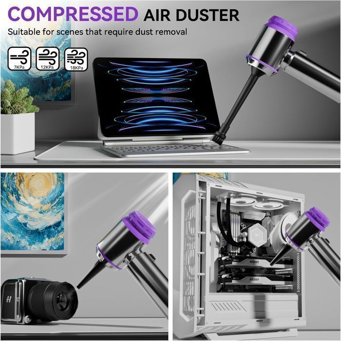 Aspirateur à Main ACELIFE 18000Pa Aspirateur Voiture Puissant sans Fil 3 Vitesses 80,000U/min pour PC Maison Voiture Bureau Canapé – Image 3