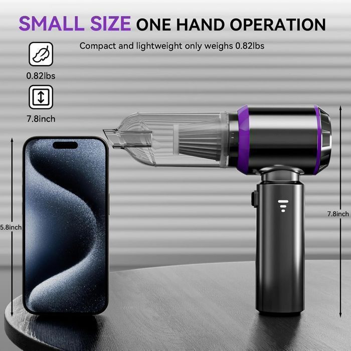 Aspirateur à Main ACELIFE 18000Pa Aspirateur Voiture Puissant sans Fil 3 Vitesses 80,000U/min pour PC Maison Voiture Bureau Canapé – Image 6