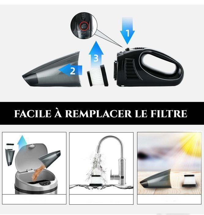 Aspirateur à Main Sans Fil Rechargeable Aspirateur Voiture Puissant avec Plusieurs Embouts – Image 4