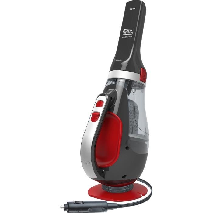 Aspirateur à main spécial voiture - BLACK & DECKER ADV1200-XJ - 12,5 AW - 12V - Prise allume cigare - Rouge / Gris