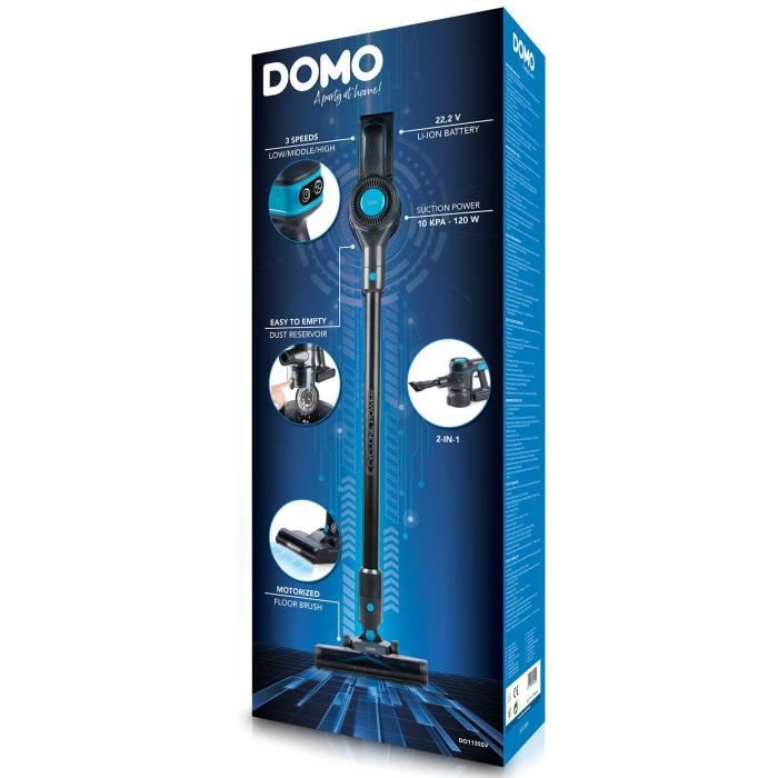 Aspirateur balai 2-en-1 - DOMO - DO1135SV - 10000 Pa - 40 min - 600 ml - Noir/Bleu – Image 9
