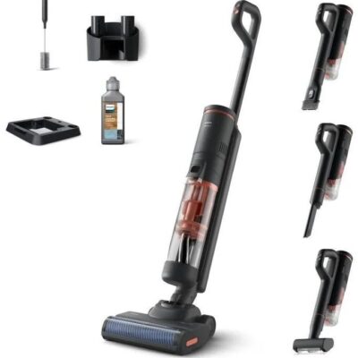 Aspirateur balai laveur 2-en-1 - PHILIPS - XW6264/11 - Série 6000 PowerCyclone Aqua - Noir/Corail