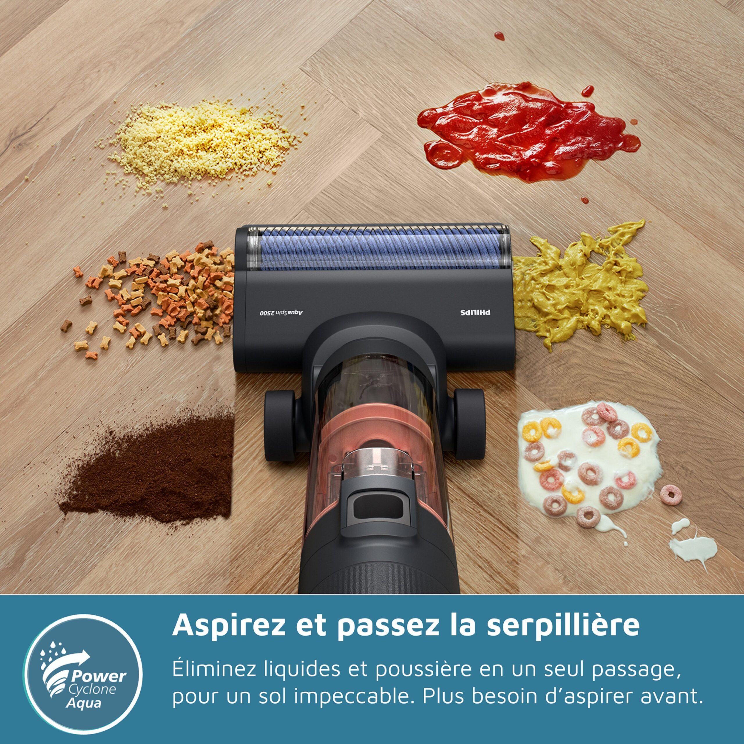 Aspirateur balai laveur 2-en-1 - PHILIPS - XW6264/11 - Série 6000 PowerCyclone Aqua - Noir/Corail – Image 8