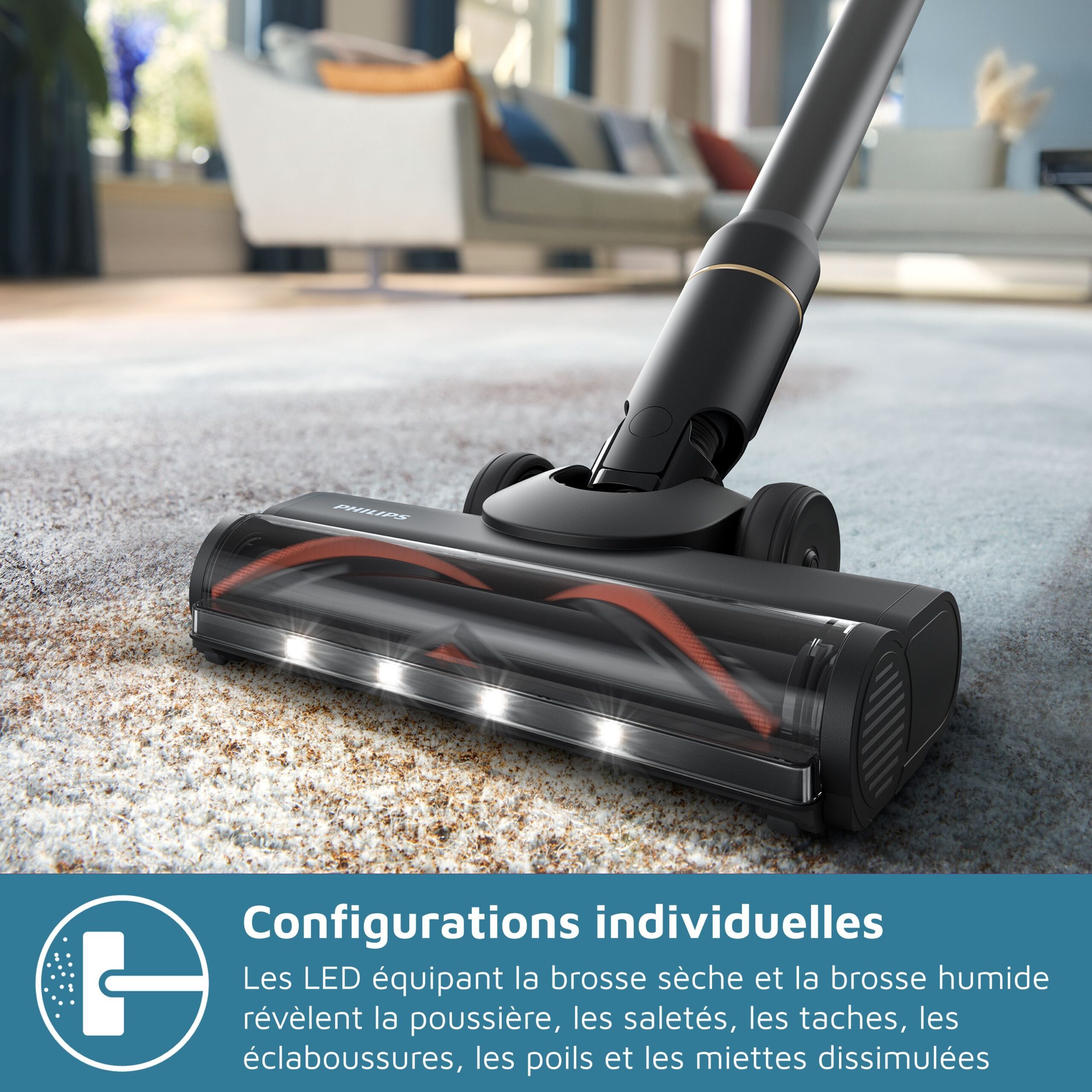 Aspirateur balai laveur 3-en-1 - PHILIPS - XW7264/11 - Série 7000 PowerCyclone AquaTrio - Noir/Jaune – Image 4