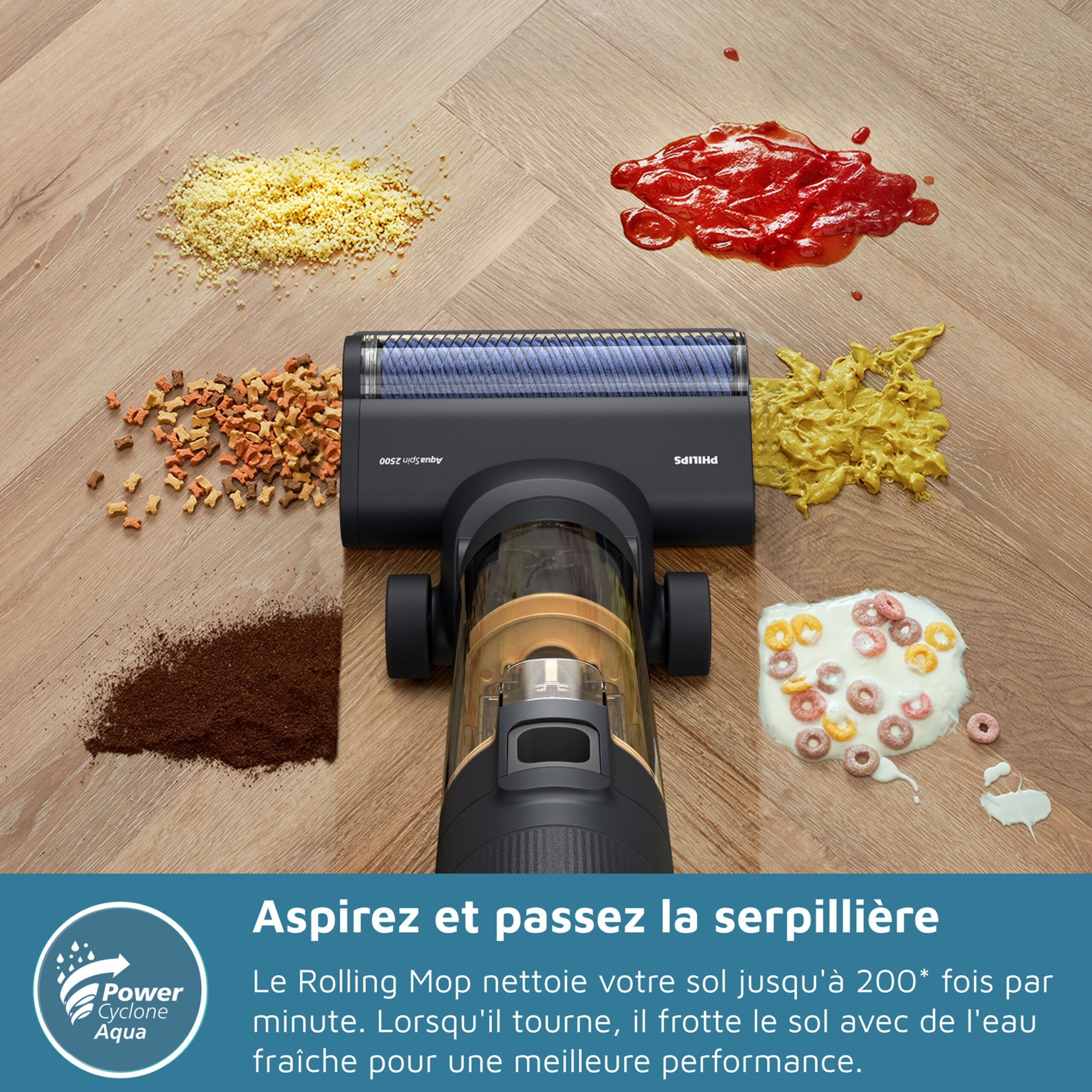 Aspirateur balai laveur 3-en-1 - PHILIPS - XW7264/11 - Série 7000 PowerCyclone AquaTrio - Noir/Jaune – Image 9