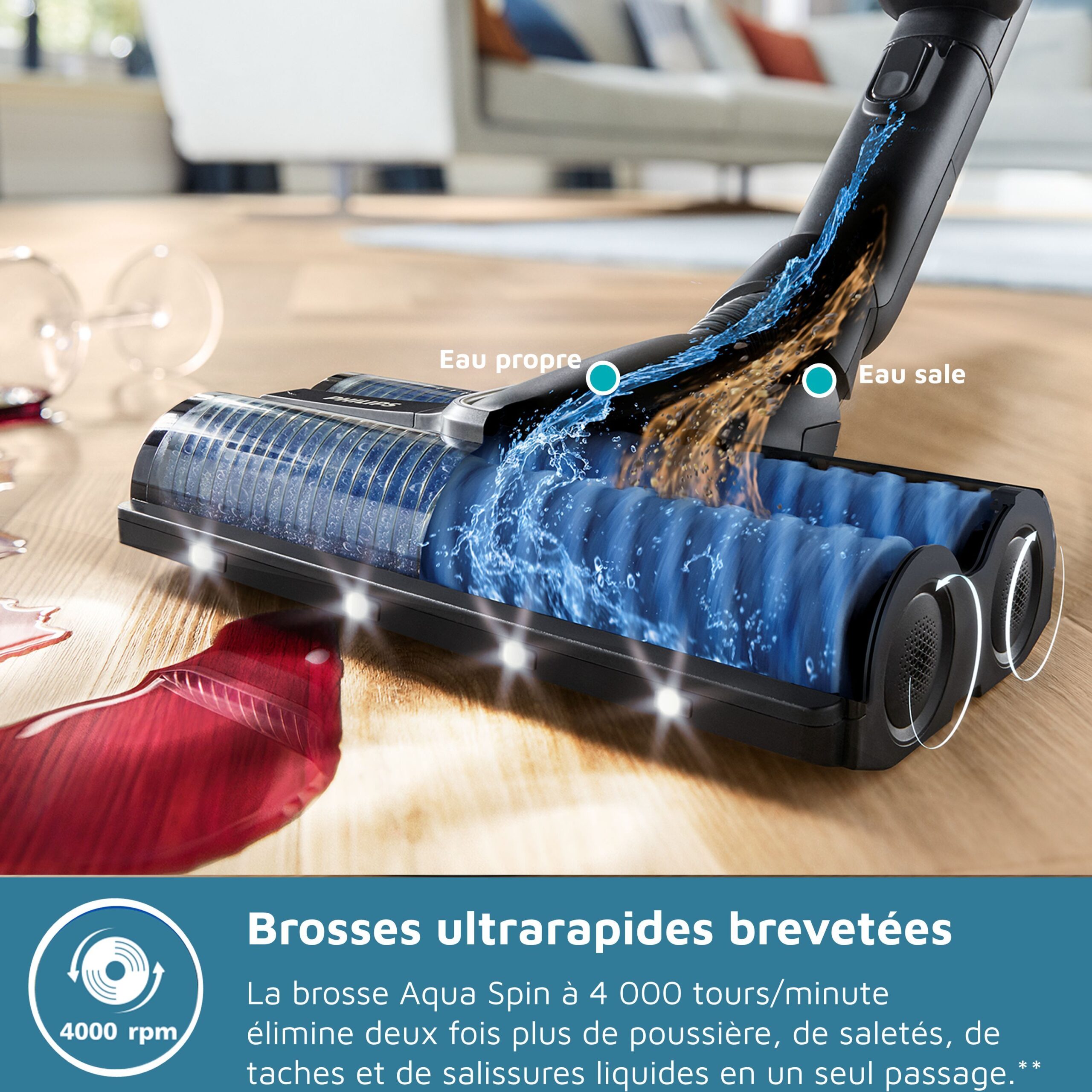 Aspirateur balai laveur 3-en-1 - PHILIPS - XW9463/10 - Série 9000 PowerCyclone AquaTrio - Noir Intense – Image 3