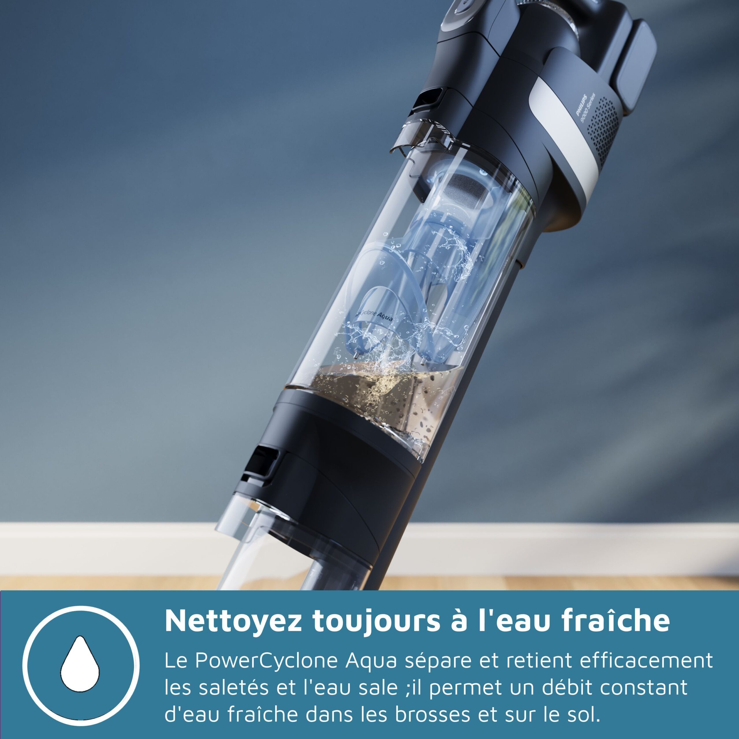 Aspirateur balai laveur 3-en-1 - PHILIPS - XW9463/10 - Série 9000 PowerCyclone AquaTrio - Noir Intense – Image 5