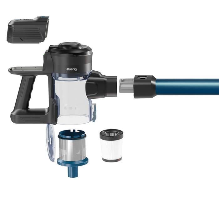 Aspirateur balai sans fil 2 en 1 - H.KOENIG - UP610 - PowerClean - 155 W - 0,8 L - Bleu – Image 6