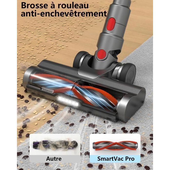 Aspirateur Balai sans Fil,60000Pa/600W/9*2500mAh/65 Mins , OLED Écran,1.75L/Filtration en 7 étapes,Puissant Aspirateur omnipotent – Image 4