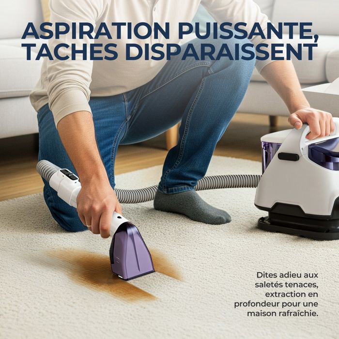 ROUNY Nettoyeur de tapis portable multifonction Laveuse domestique pour nettoyage en profondeur – Image 2