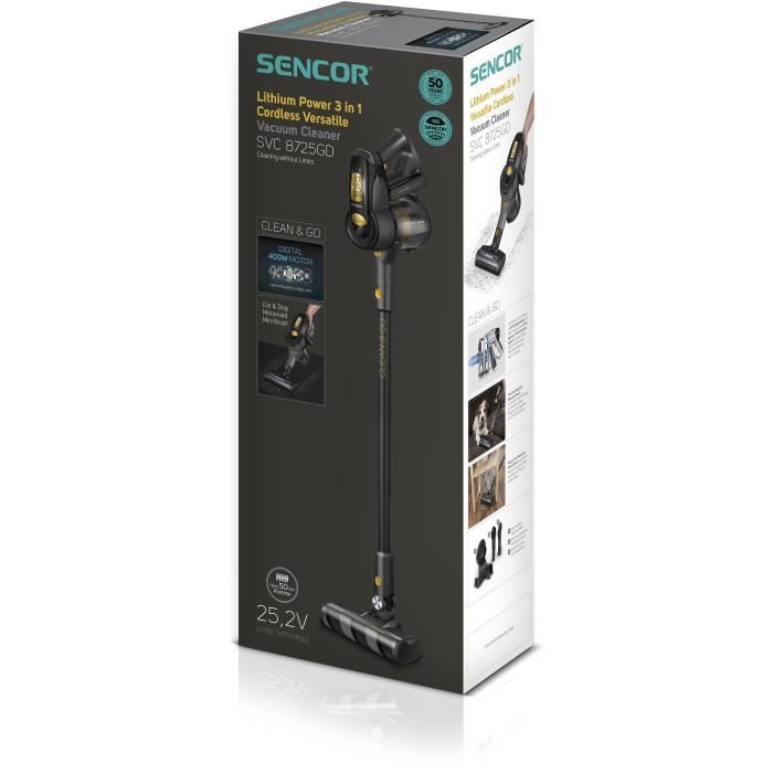 Aspirateur balai sans fil - SENCOR - SVC-8725GD - 3 en 1 - 400 W - 79 dB - 0,6 L - Noir – Image 9