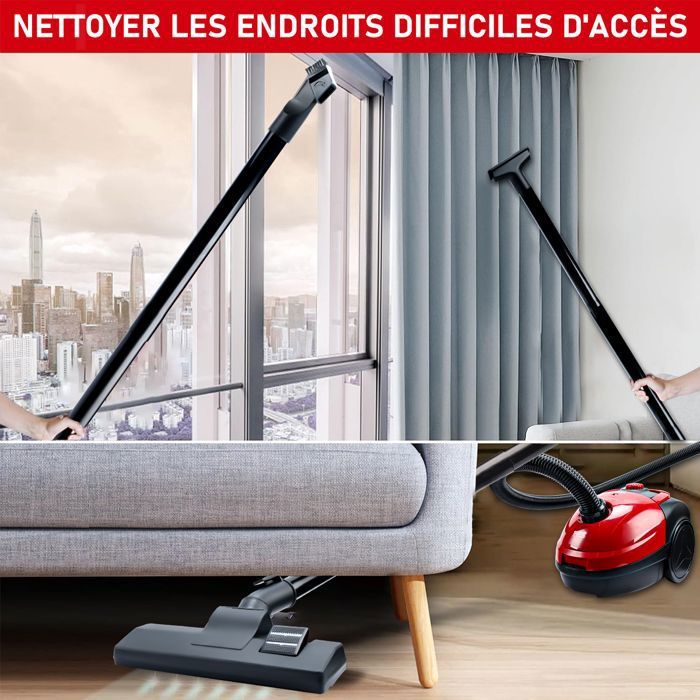 1200W Aspirateur Traineau Sac, 17kPa Souffleur Feuilles, 4 en 1 Aspirateur Puissant avec Capacité 1.5 L, pour Tapis et Pelouse – Image 4