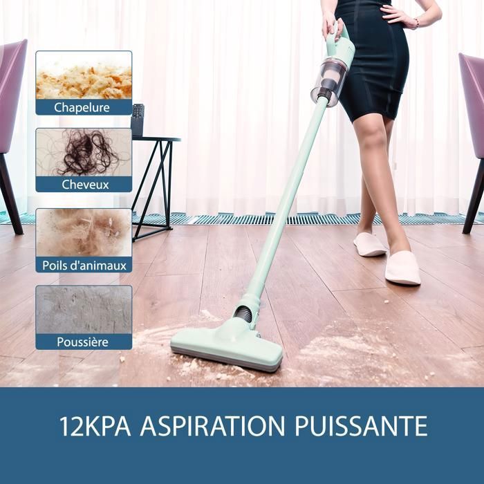 Aspirateur Balai Sans Sac,multifonctions 2 en 1,400W/14Kpa Puissance Poussière pour Poils Animaux Sol Tapis(Cordon de 4 m) – Image 2