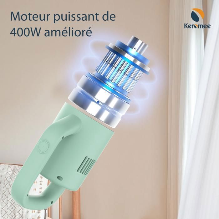 Aspirateur Balai Sans Sac,multifonctions 2 en 1,400W/14Kpa Puissance Poussière pour Poils Animaux Sol Tapis(Cordon de 4 m) – Image 4