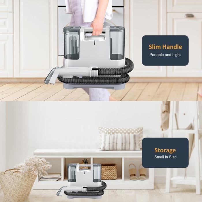 Shampouineuse400 W, aspirateur de canapé 9 kPa avec deux réservoirs d'eau, cordon de 3 m, aspirateur de tapis – Image 6