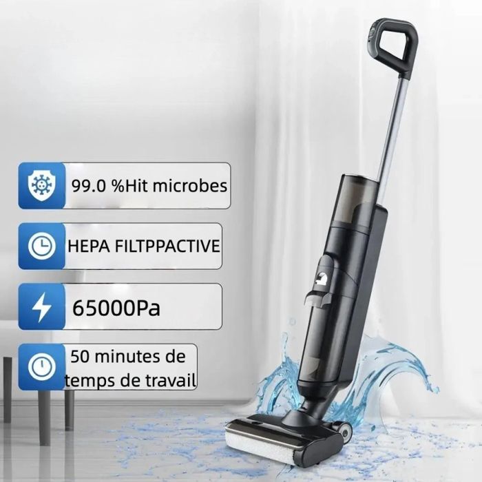 Aspirateur Eau et Poussière - Intelligent - 3 en 1/50 MINS D'AUTONOMIE /200W/4.5kPA/0.65L - Noir