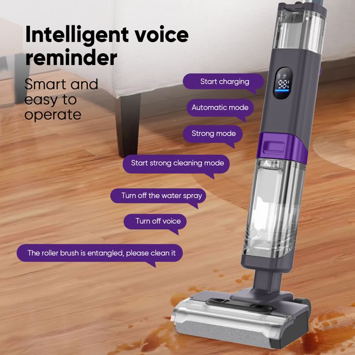 Aspirateur Eau et Poussière Sans Fil 220 W Aspirateur Puissant avec Écran Intelligent 850ml Double Réservoir, 13KPa, Autonettoyant – Image 2