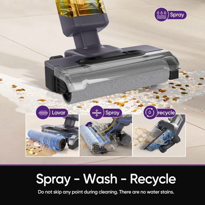 Aspirateur Eau et Poussière Sans Fil 220 W Aspirateur Puissant avec Écran Intelligent 850ml Double Réservoir, 13KPa, Autonettoyant – Image 5