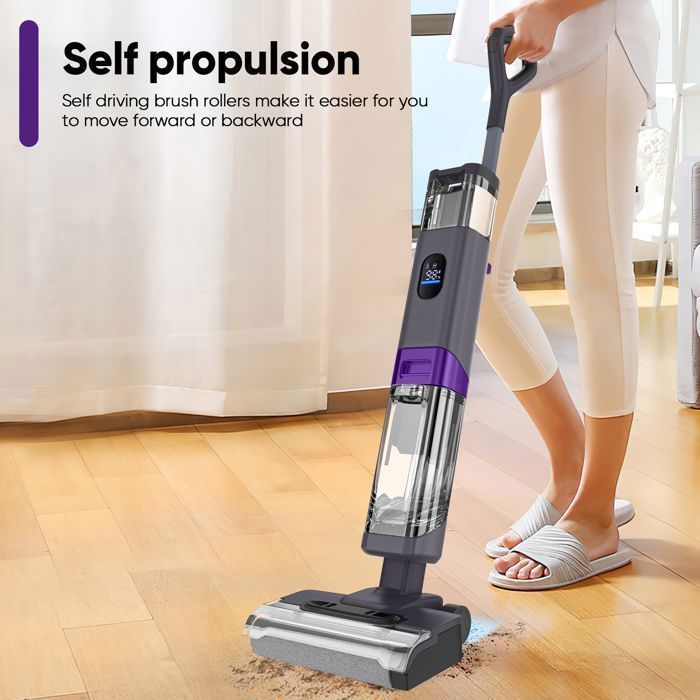 Aspirateur Eau et Poussière Sans Fil 220 W Aspirateur Puissant avec Écran Intelligent 850ml Double Réservoir, 13KPa, Autonettoyant – Image 6