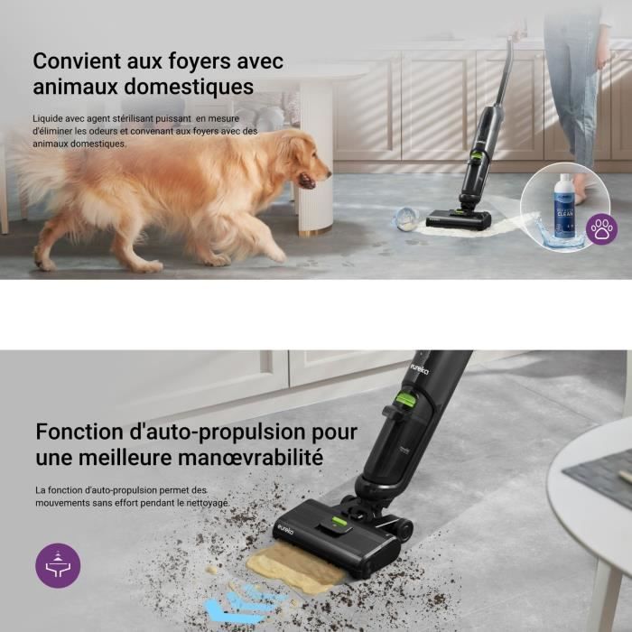 Aspirateur laveur sans fil - EUREKA - NEW 400 - 120 W - Autonomie 30 min - Autonettoyant – Image 5