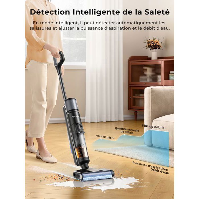 Aspirateur laveur sans fil -Laresar M3-3 en 1 - Nettoyeur sec/humide-Auto nettoyage - Grand Réservoir -Aspirateur à main- Ecran LED – Image 4