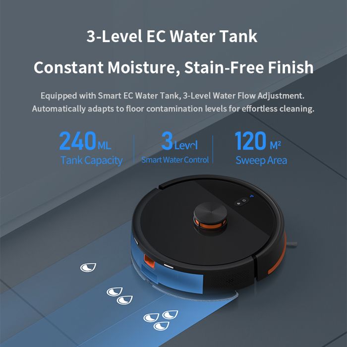 Aspirateur robot 3 en 1 avec base: dpoussirage laser, nettoyage intelligent, navigation LiDAR, autonomie de 120minutes, noir – Image 2
