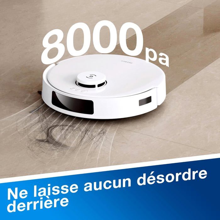 Aspirateur Robot Laveur ECOVACS DEEBOT N20 PLUS, Technologie PureCyclone avec conteneur à poussière sans consommable, 8000Pa – Image 2