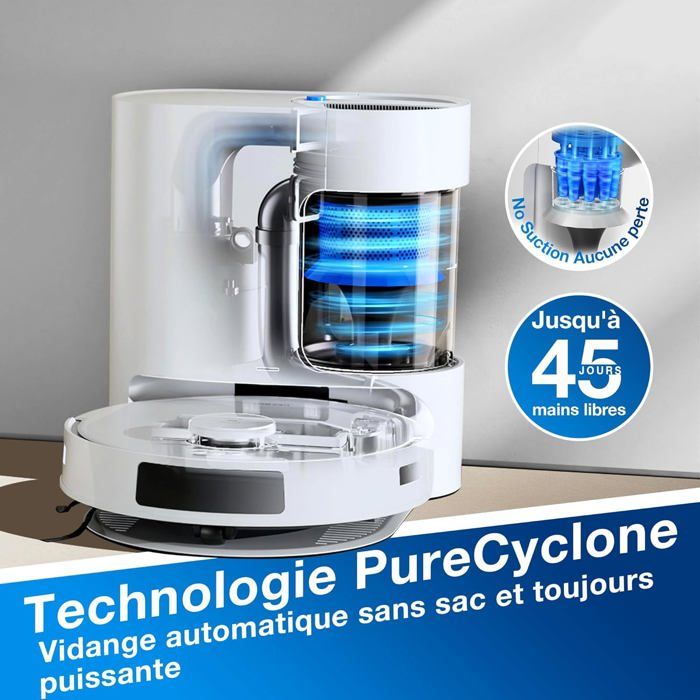 Aspirateur Robot Laveur ECOVACS DEEBOT N20 PLUS, Technologie PureCyclone avec conteneur à poussière sans consommable, 8000Pa – Image 5