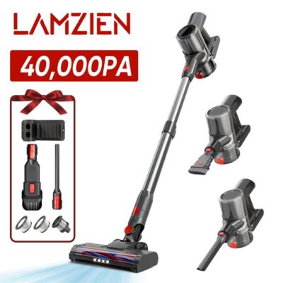 Aspirateur Sans Fil - LAMZIEN - 40000PA - 50min Autonomie - Filtration Efficace - Balai Motorisé