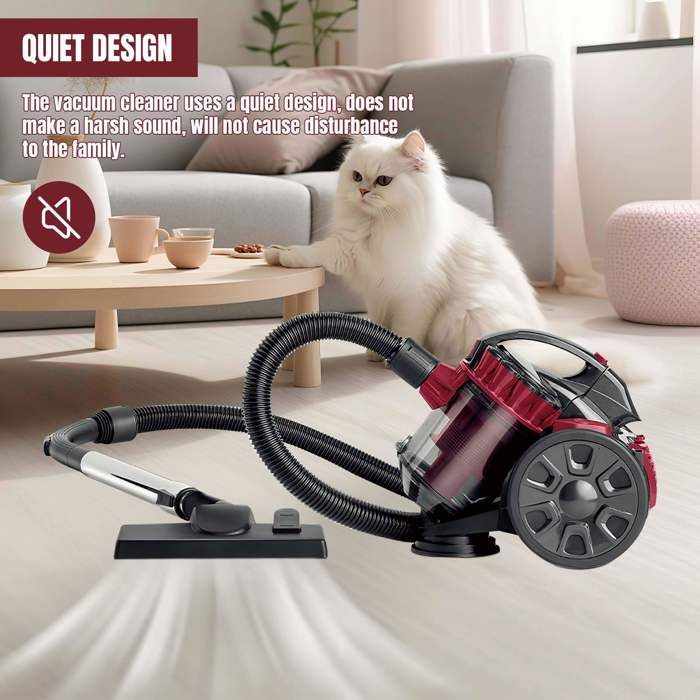 Aspirateur sans sac 2600W puissant 1.5L – Silencieux, multifonction, câble 5m, compact, nettoyage sol/tapis/canapé, design léger – Image 4